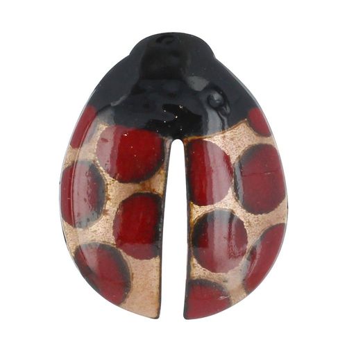 Les Poulettes Bijoux - Broche Coccinelle Émaillé Doré Pois Rouge