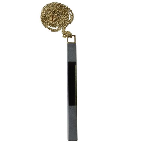 Les Poulettes Bijoux - Sautoir Rectangle En Laiton Et Verre Feuilleté Noir