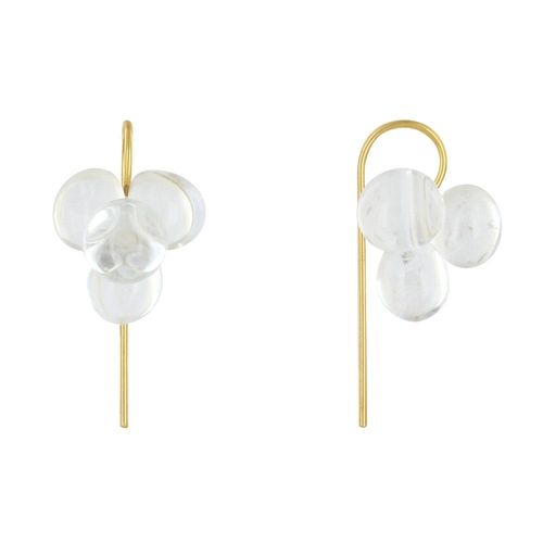 Les Poulettes Bijoux - Boucles D'oreilles Crochet Laiton Et Bouquet De Perles De Verre