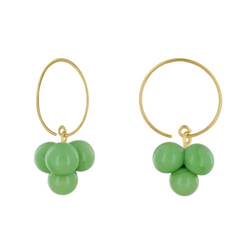 Les Poulettes Bijoux - Boucles D'oreilles Créoles Laiton Et Bouquet De Perles De Verre