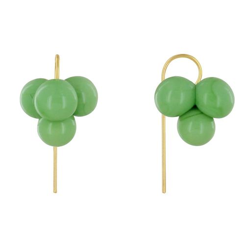 Les Poulettes Bijoux - Boucles D'oreilles Crochet Laiton Et Bouquet De Perles De Verre