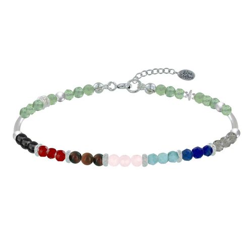 Les Poulettes Bijoux - Bracelet Tube Argent 7 Chakras