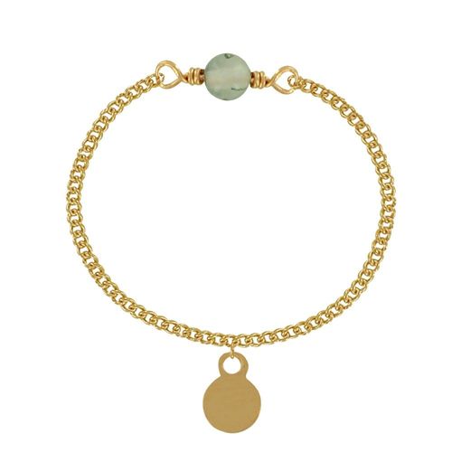 Les Poulettes Bijoux - Bague Chaine Plaqué Or Perle Facettée D'agate Mousse
