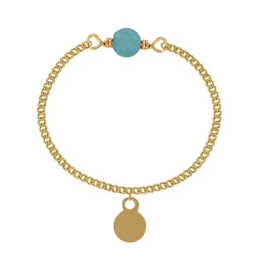 Les Poulettes Bijoux - Bague Chaine Plaqué Or Perle Facettée D'amazonite