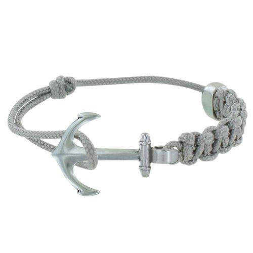 Les Poulettes Bijoux - Bracelet Argenté Ancre Lien Tressé Coulissant