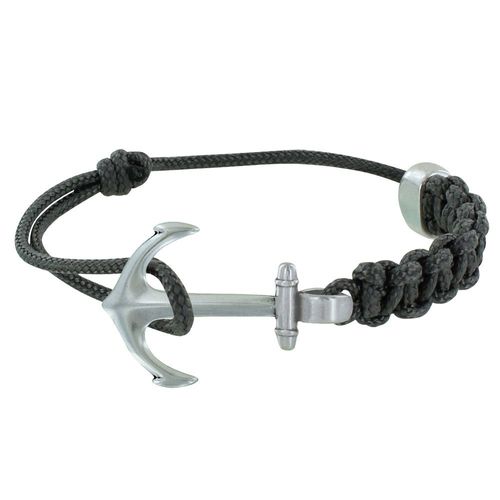 Les Poulettes Bijoux - Bracelet Argenté Ancre Lien Tressé Coulissant