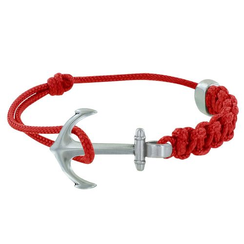 Les Poulettes Bijoux - Bracelet Argenté Ancre Lien Tressé Coulissant