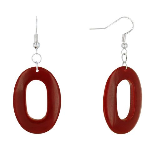 Les Poulettes Bijoux - Boucles D'oreilles Ovales De Tagua