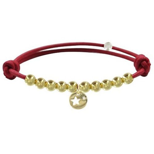 Les Poulettes Bijoux - Bracelet Lien Médaille Etoile Et Perles Plaquées Or - Classics