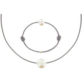 Les Poulettes Bijoux - Set Collier Et Bracelet Lien La Perle Blanche Des Poulettes - Classics