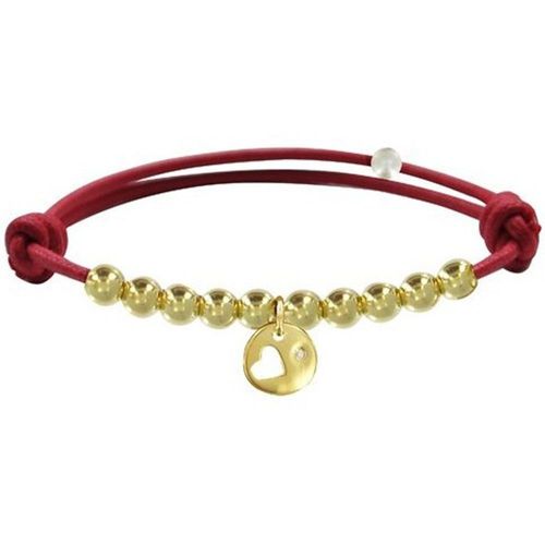 Les Poulettes Bijoux - Bracelet Lien Médaille Coeur Et Perles Plaquées Or - Classics