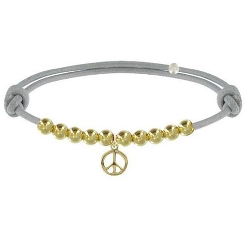 Les Poulettes Bijoux - Bracelet Médaille Peace And Love Et Perles Plaquées Or - Classics
