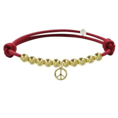 Les Poulettes Bijoux - Bracelet Médaille Peace And Love Et Perles Plaquées Or - Classics