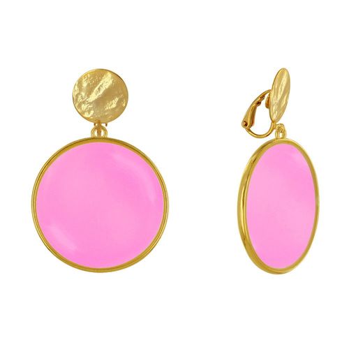 Les Poulettes Bijoux - Boucles D'oreilles Clip Métal Doré Cercle Coloré Translucide