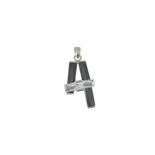 Les Poulettes Bijoux - Pendentif Argent Première Lettre Noir