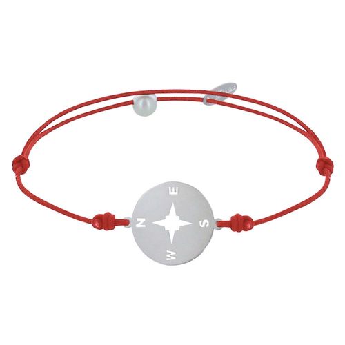 Les Poulettes Bijoux - Bracelet Lien Médaille Argent Ronde Rose Des Vents