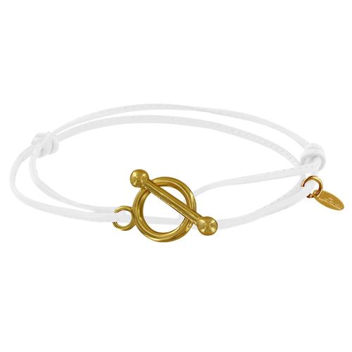 Les Poulettes Bijoux - Bracelet Double Tour Plaqué Or Fermoir T Et Lien En Cuir Coulissant