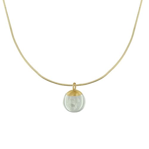 Les Poulettes Bijoux - Collier Laiton Bulle Et Billes Pâte De Verre Cristal
