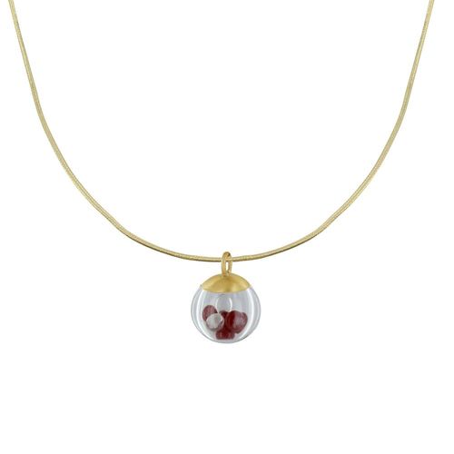 Les Poulettes Bijoux - Collier Laiton Bulle Et Billes Pâte De Verre Cristal