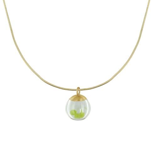 Les Poulettes Bijoux - Collier Laiton Bulle Et Billes Pâte De Verre Cristal