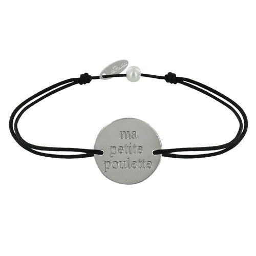 Les Poulettes Bijoux - Bracelet Lien Médaille Plaqué Argent Ronde "Ma Petite Poulette"