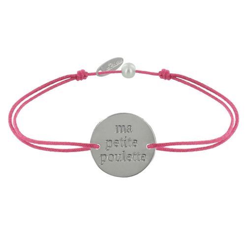 Les Poulettes Bijoux - Bracelet Lien Médaille Plaqué Argent Ronde "Ma Petite Poulette"