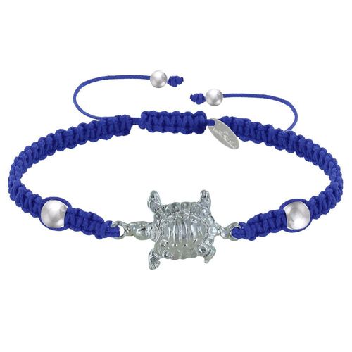Les Poulettes Bijoux - Bracelet Tortue Métal Argenté Lien Tréssé