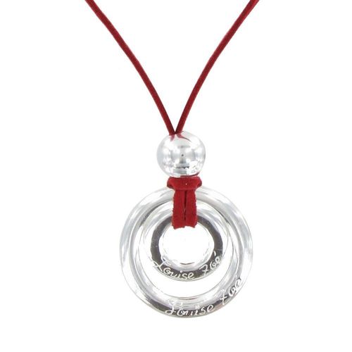 Les Poulettes Bijoux - Collier Lien En Suédine Pendentif Deux Anneaux Plaqué Argent - Classics