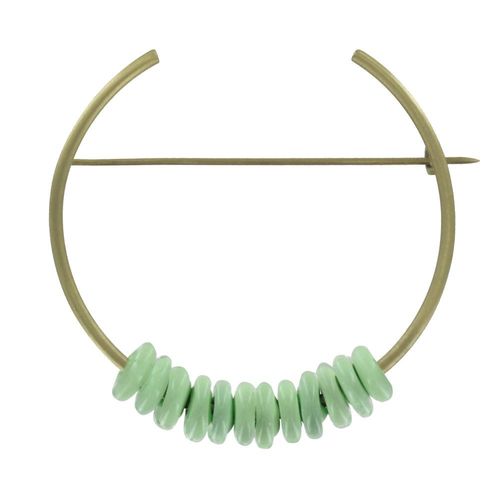 Les Poulettes Bijoux - Broche Laiton Ronde Et Petits Disques De Verre