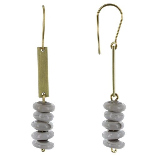 Les Poulettes Bijoux - Boucles D'oreilles Laiton Barrette Et Petits Disques De Verre - Classics