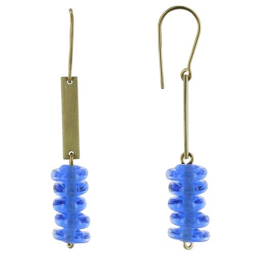Les Poulettes Bijoux - Boucles D'oreilles Laiton Barrette Et Petits Disques De Verre - Classics