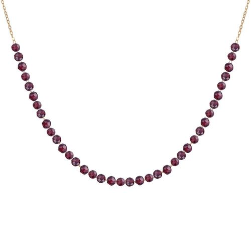 Les Poulettes Bijoux - Collier Plaqué Or Perles Facettées De Grenat
