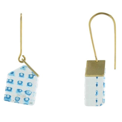 Les Poulettes Bijoux - Boucles D'oreilles Sweet Home Laiton Et Pâte De Verre - Classics