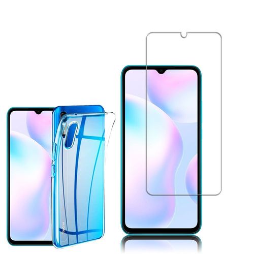 Coque Silicone Pour Xiaomi Redmi 9a 6.53" Gel Ultraslim Et Ajustement Parfait - Transparent + 1 Film Verre Trempé - Transparent