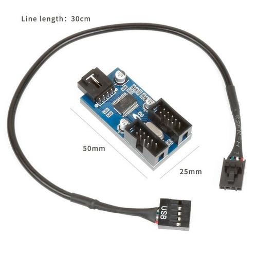 28Cm 1 TO 2 9pin USB en-tête mâle 1 à 2/4 femelle rallonge câble carte bureau 9 broches USB HUB USB 2.0 9 broches connecteur Port multiplicateur