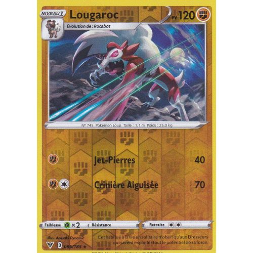 Carte Pokemon - Lougaroc - 095/185 - Holo-Reverse - Rare - Épée Et Bouclier4 - Voltage Éclatant - Eb4 -Vf