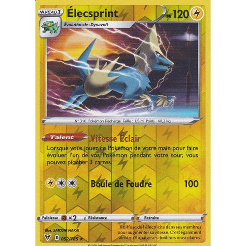 Carte Pokemon - Elecsprint - 052/185 - Holo-Reverse - Rare - Épée Et Bouclier4 - Voltage Éclatant - Eb4 - Vf