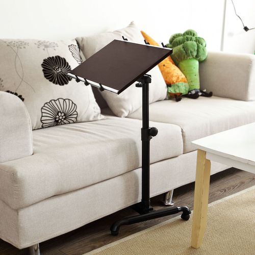 Sobuy® Fbt07n-Br Table De Lit Avec Plateau Inclinable Pour Ordinateur Portable Reglable En Hauteur Couleur Ronce De Noyer