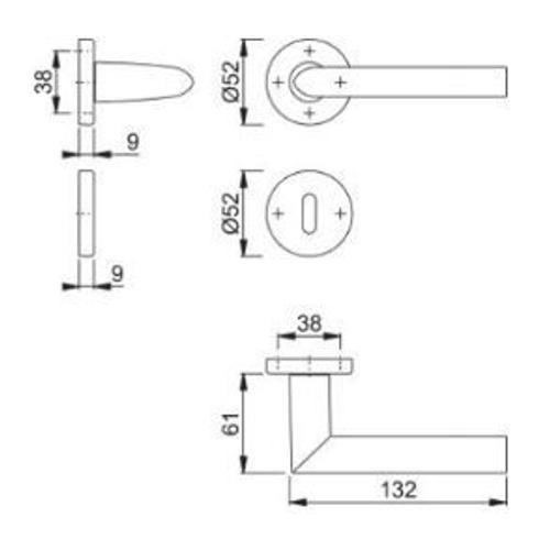 Paire de béquilles sur rosace Stockholm HOPPE 1140/42K/42KS Argent Alu - Clé L - 2834332