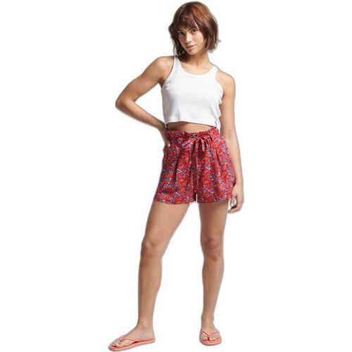 Short Imprimé À Taille Froncée Femme Vintage