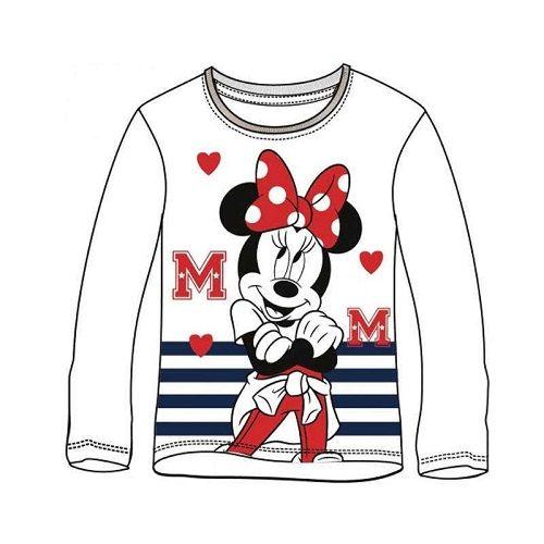 Tee-Shirt Manches Longues Minnie Disney 100% Coton - Neuf - T-Shirt Enfant Fille 3 À 8 Ans (Blanc)