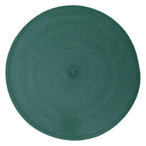 Lot 6x Set De Table Tressé Rond - Diam. 38 Cm - Vert Émeraude