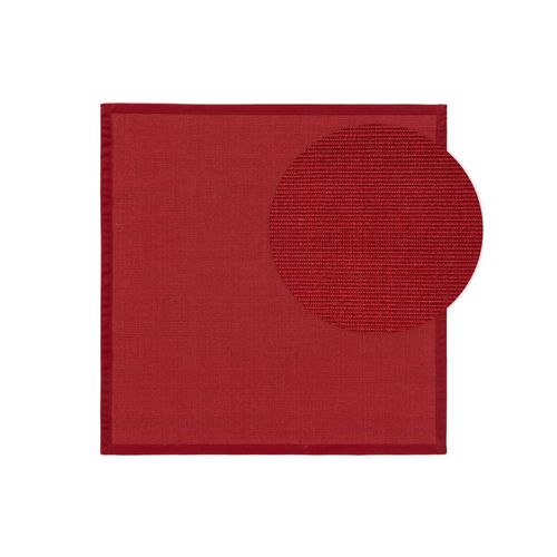 Tapis Poil Ras Sisal Sana Rouge 150x150 Cm - Tapis Poil Court Design Moderne Pour Salon