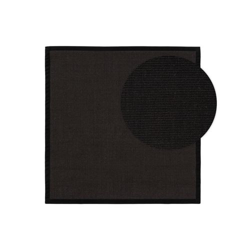 Tapis Poil Ras Sisal Sana Noir 200x200 Cm - Tapis Poil Court Design Moderne Pour Salon