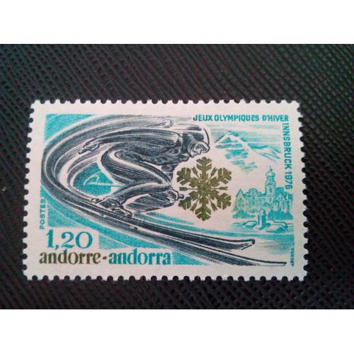 Timbre Andorre Yt 251 Ski Alpin, Cristal De Neige 1976 ( 270105 )