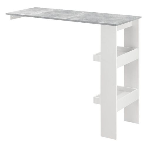 Table De Bar Stylée Avec Compartiments De Rangement Table Bistrot Murale Panneau De Particules Mélaminé 120 X 45 X 106 Cm Effet Béton Blanc [En.Casa]