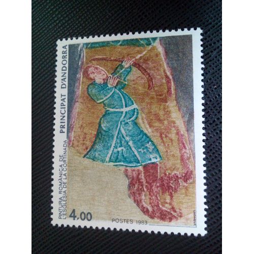 Timbre Andorre Yt 325 Archer; Fresque Romane De L'église De La Cortinada 1983 ( 270105 )