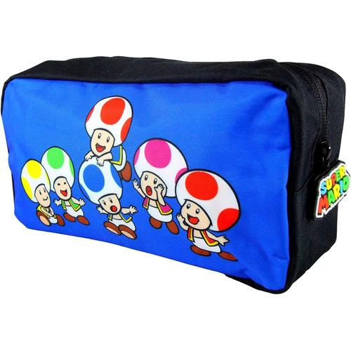 Multicolore Super-Mario Trousse Scolaire Zippée Motif Crapaud Bleu