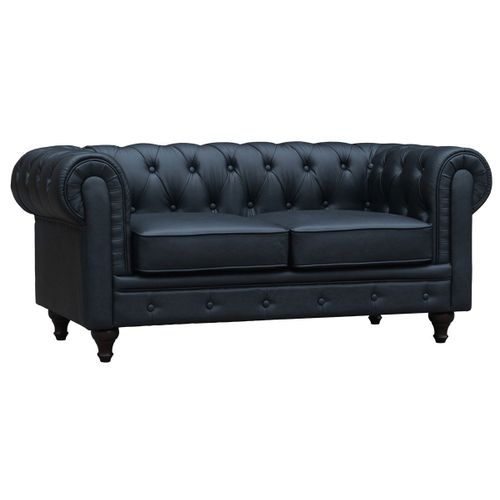 Canapé Fixe Chesterfield "Aliza" - 157 X 82 X 70 Cm - 2 Places - Noir