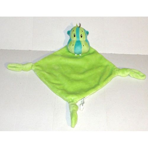 Doudou Hippopotame Vert Bleu Carre Blanc